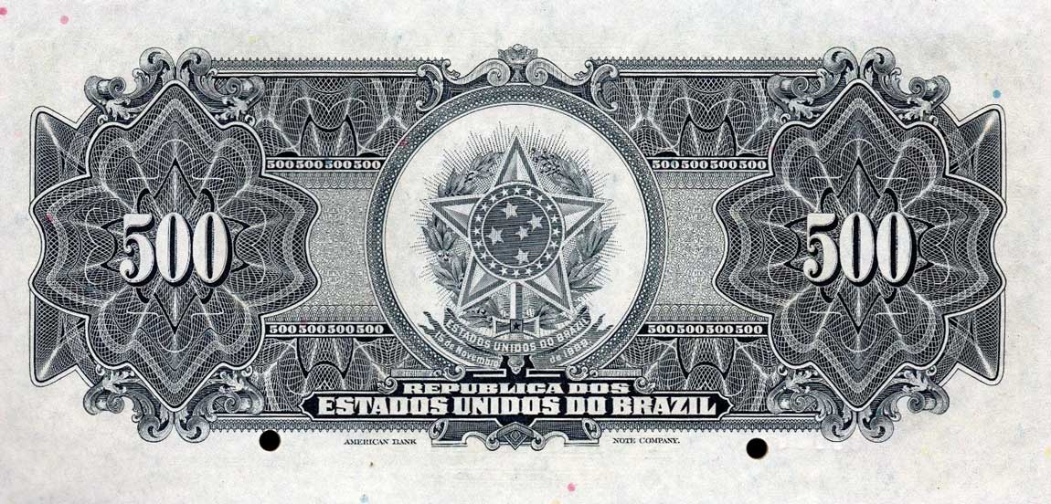 Back of Brazil p92s1: 500 Mil Reis from 1931