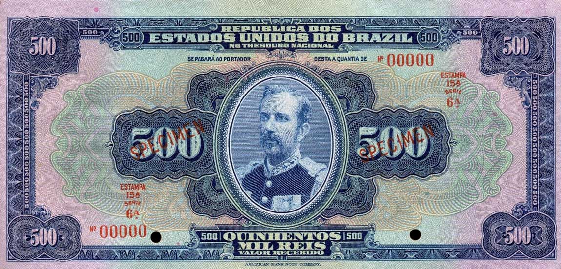 Front of Brazil p92s1: 500 Mil Reis from 1931
