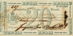 pA155a from Brazil: 20 Mil Reis from 1889