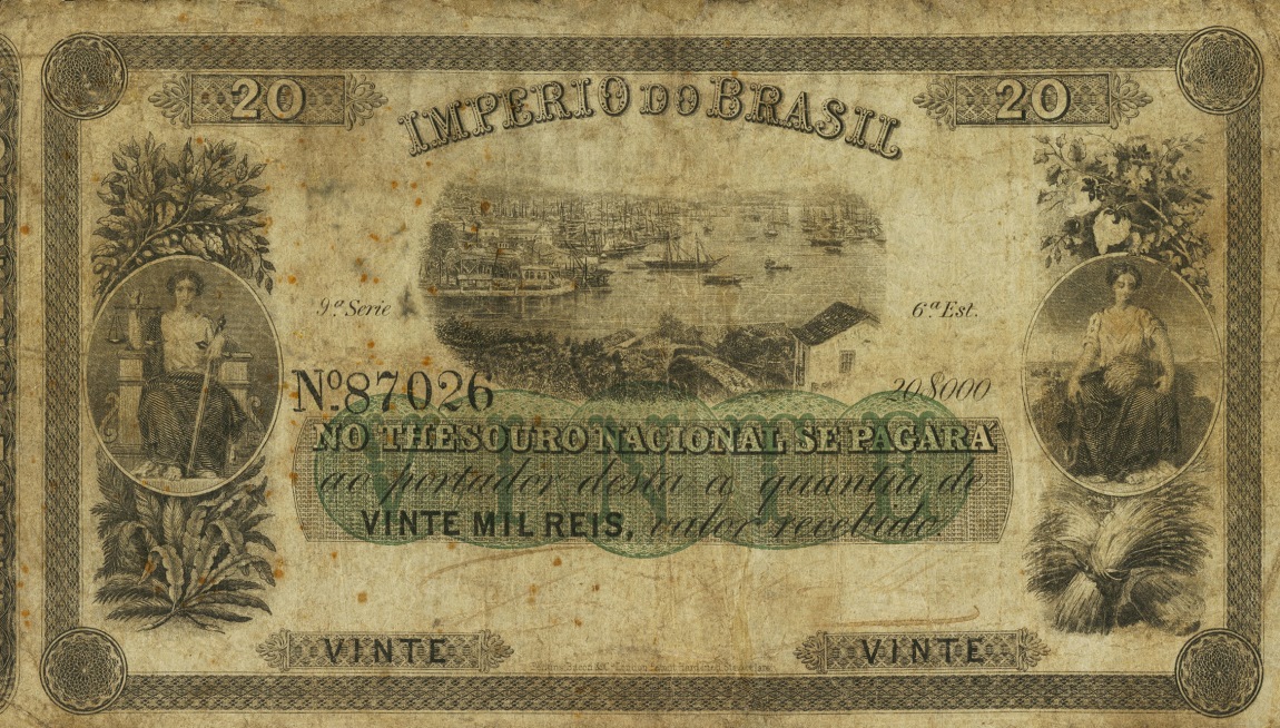Front of Brazil pA241a: 20 Mil Reis from 1866