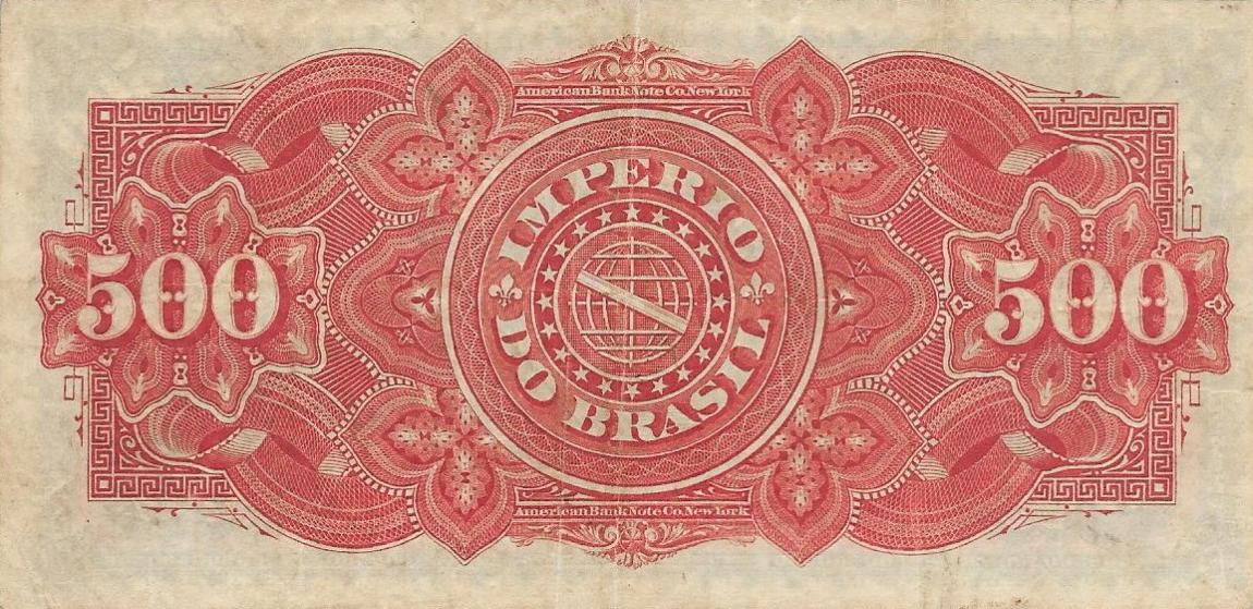 Back of Brazil pA243a: 500 Reis from 1880