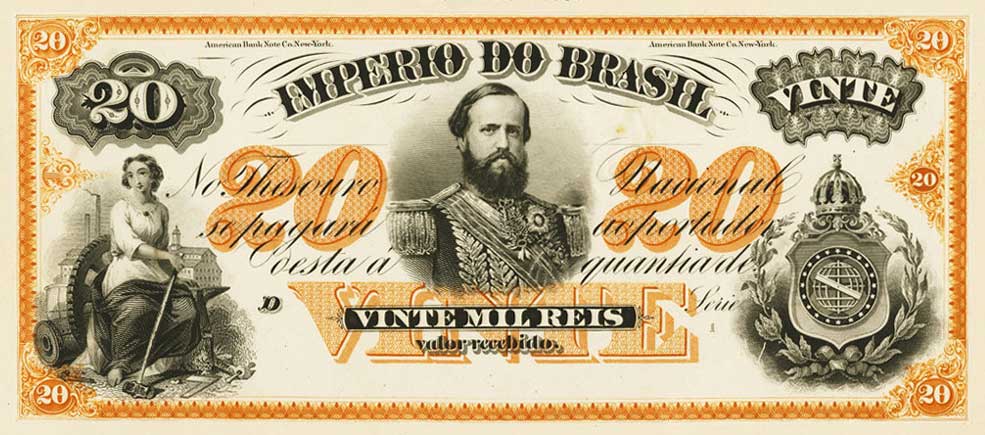 Front of Brazil pA252A: 20 Mil Reis from 1868