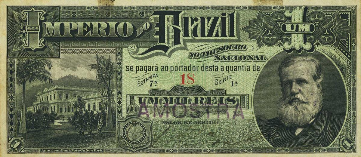 Front of Brazil pA255a: 1 Mil Reis from 1869
