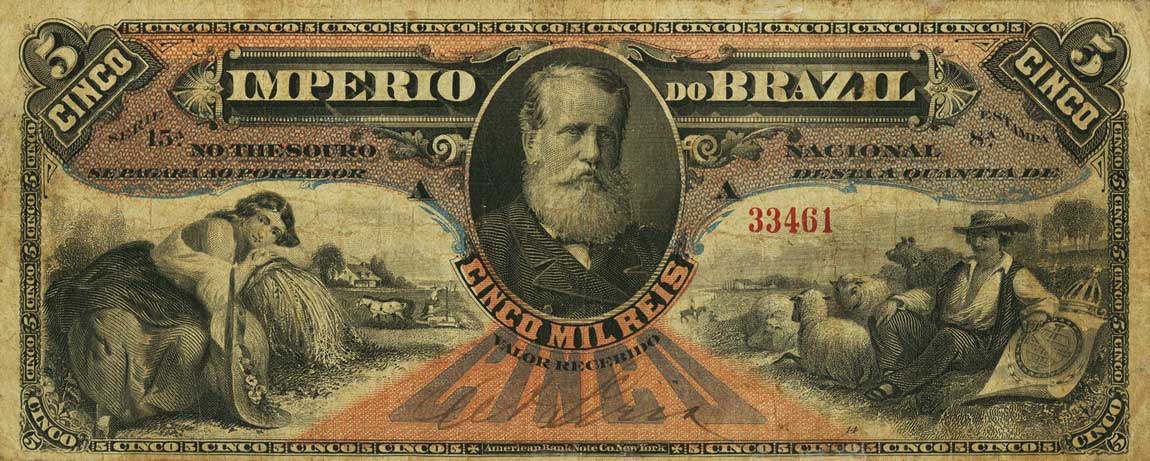 Front of Brazil pA261: 5 Mil Reis from 1885