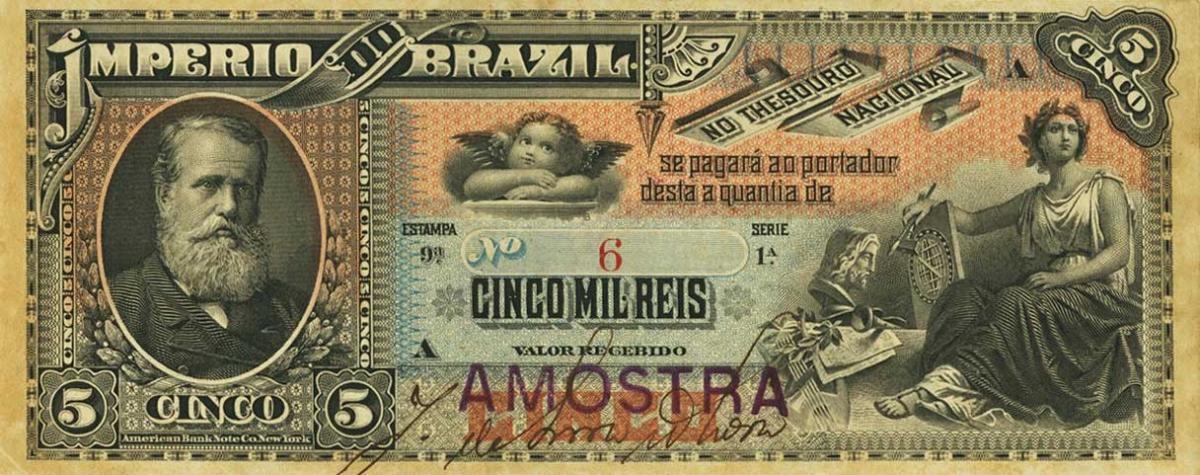 Front of Brazil pA264s: 5 Mil Reis from 1888