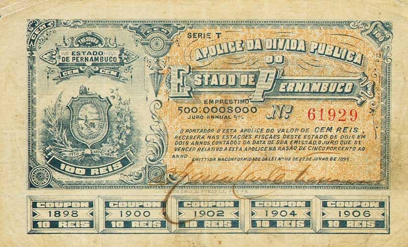 Front of Brazil pS486: 100 Mil Reis from 1895