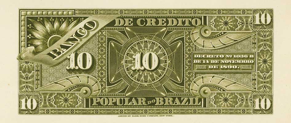 Back of Brazil pS551A: 10 Mil Reis from 1891
