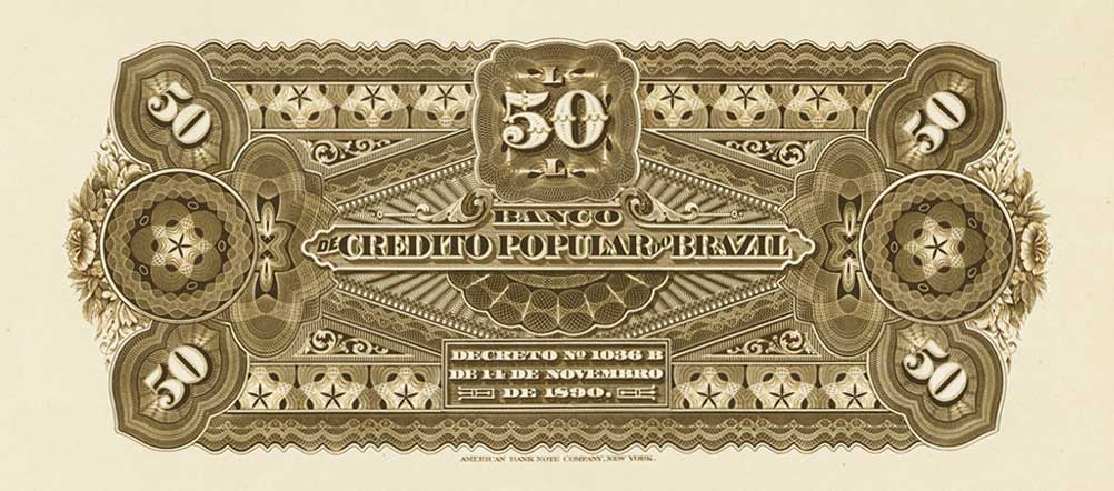 Back of Brazil pS552p: 50 Mil Reis from 1892