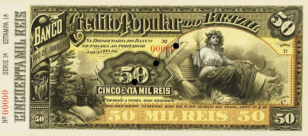 Front of Brazil pS552p: 50 Mil Reis from 1892