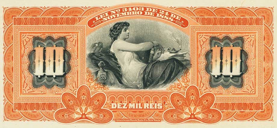 Back of Brazil pS625p: 10 Mil Reis from 1890