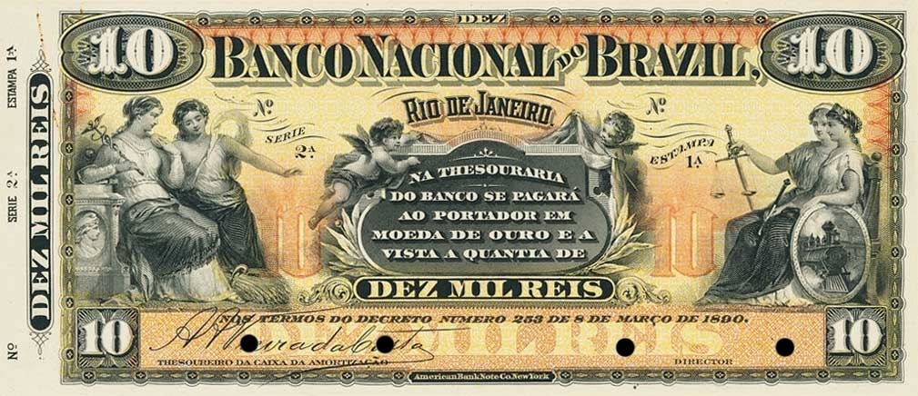 Front of Brazil pS625p: 10 Mil Reis from 1890