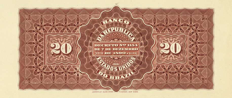 Back of Brazil pS642p: 20 Mil Reis from 1891