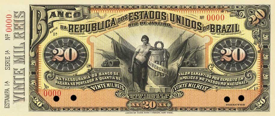 Front of Brazil pS642p: 20 Mil Reis from 1891