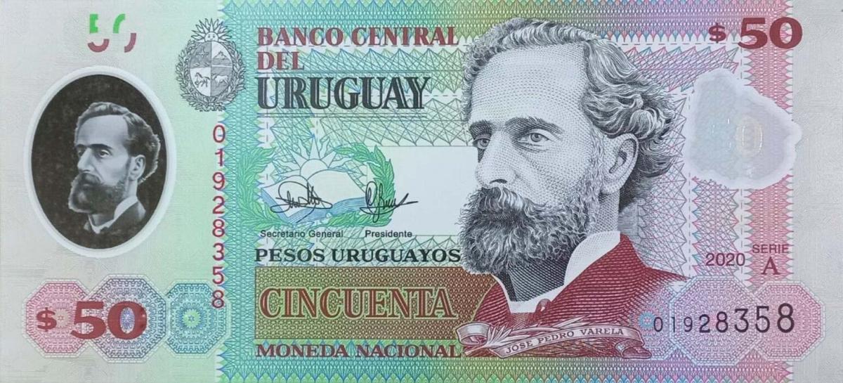 Front of Uruguay p102a: 50 Pesos Uruguayos from 2020