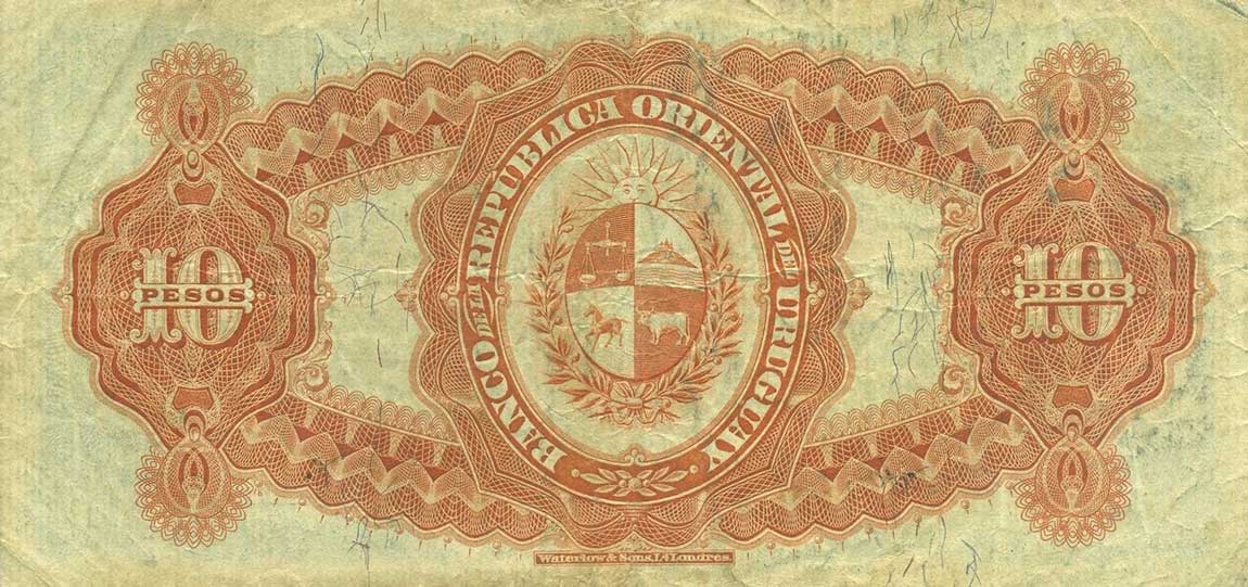 Back of Uruguay p11b: 10 Pesos from 1925