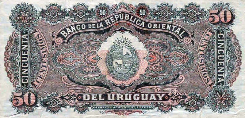 Back of Uruguay p20a: 50 Centesimos from 1935