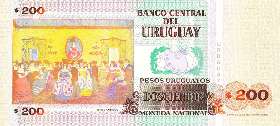 Back of Uruguay p77b: 200 Pesos Uruguayos from 2000