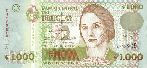 Front of Uruguay p79a: 1000 Pesos Uruguayos from 1995
