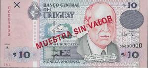 p81s from Uruguay: 10 Pesos Uruguayos from 1998