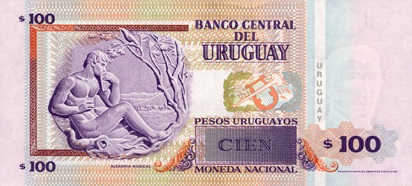 Back of Uruguay p85a: 100 Pesos Uruguayos from 2003