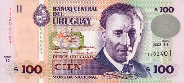 Front of Uruguay p85a: 100 Pesos Uruguayos from 2003
