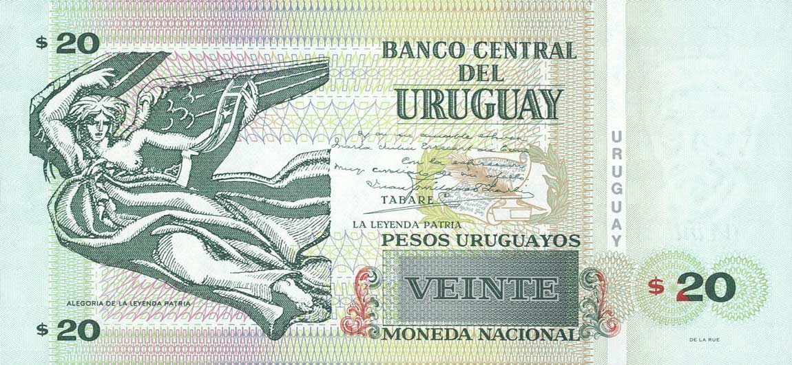 Back of Uruguay p86b: 20 Pesos Uruguayos from 2011