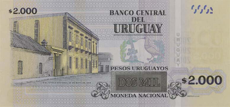 Back of Uruguay p99: 2000 Pesos Uruguayos from 2015