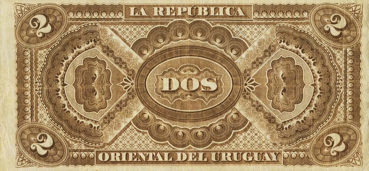 Back of Uruguay pA102: 2 Pesos from 1875
