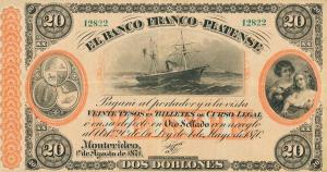 pS173b from Uruguay: 20 Pesos from 1871