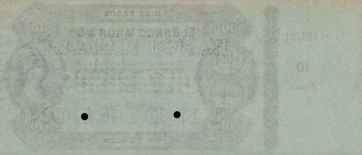 Back of Uruguay pS291r: 10 Pesos from 1871