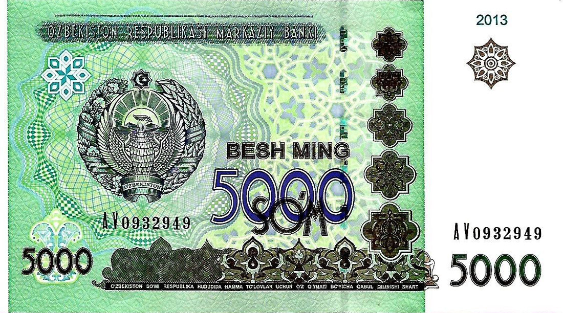 Front of Uzbekistan p83: 5000 Sum from 2013