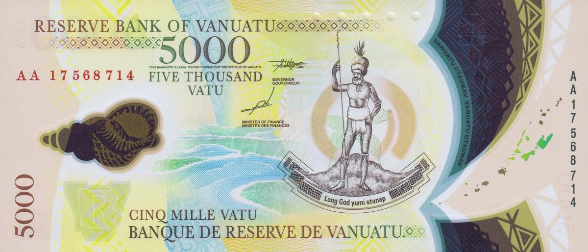 Front of Vanuatu p19: 5000 Vatu from 2017