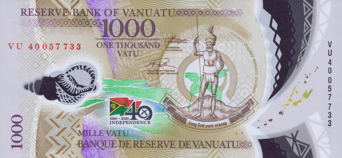 Front of Vanuatu p21: 1000 Vatu from 2020