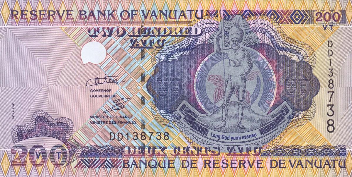 Front of Vanuatu p8c: 200 Vatu from 1995