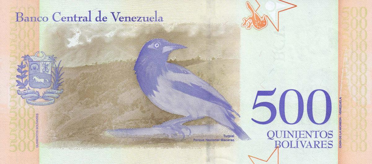 Back of Venezuela p108a: 500 Bolivar from 2018