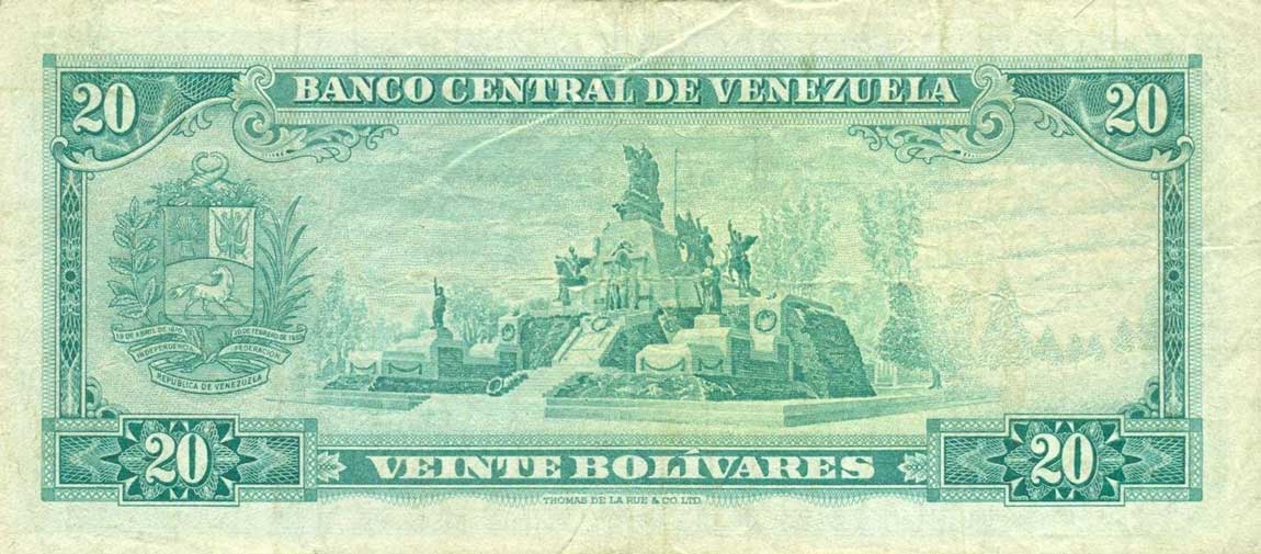 Back of Venezuela p46c: 20 Bolivares from 1969