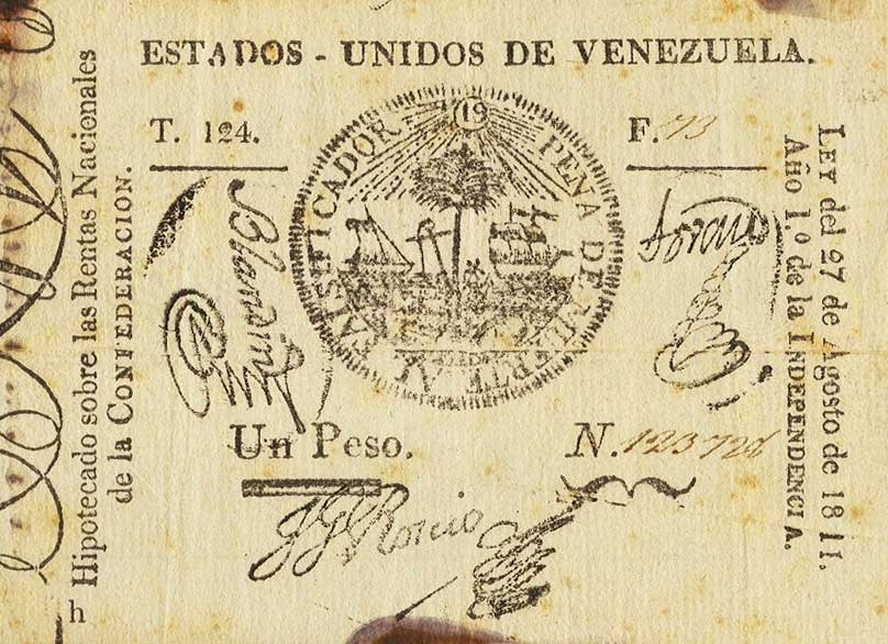 Front of Venezuela p4: 1 Peso from 1811