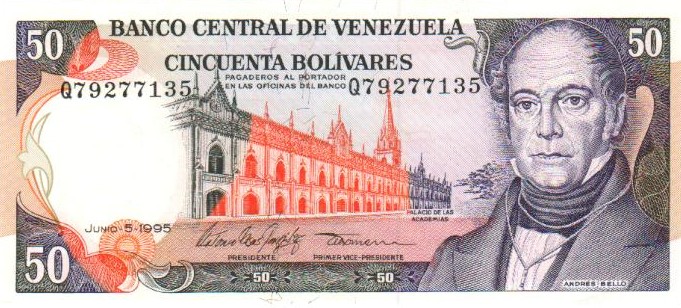 Front of Venezuela p65e: 50 Bolivares from 1995