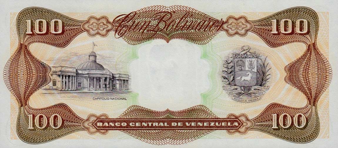 Back of Venezuela p66f: 100 Bolivares from 1998