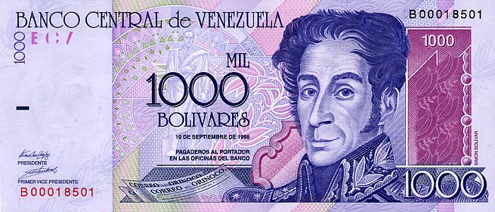 Front of Venezuela p79a: 1000 Bolivares from 1998