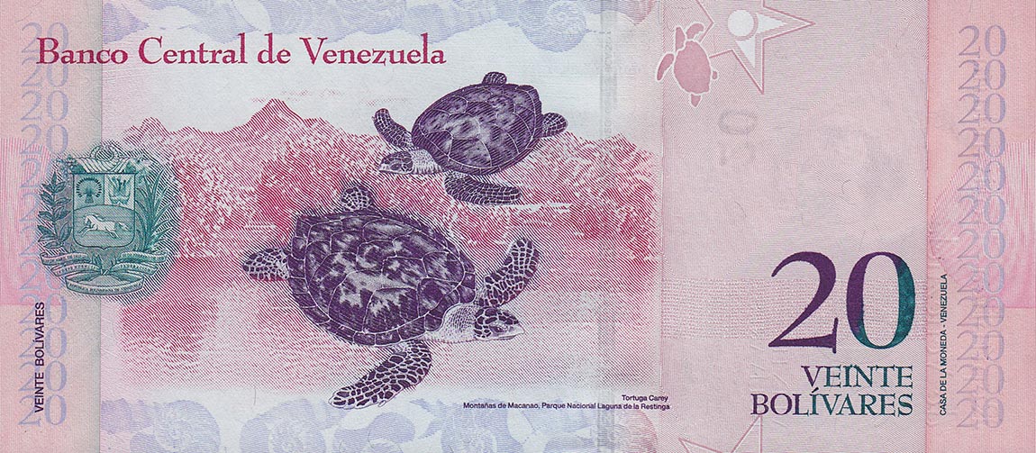 Back of Venezuela p91a: 20 Bolivares from 2007