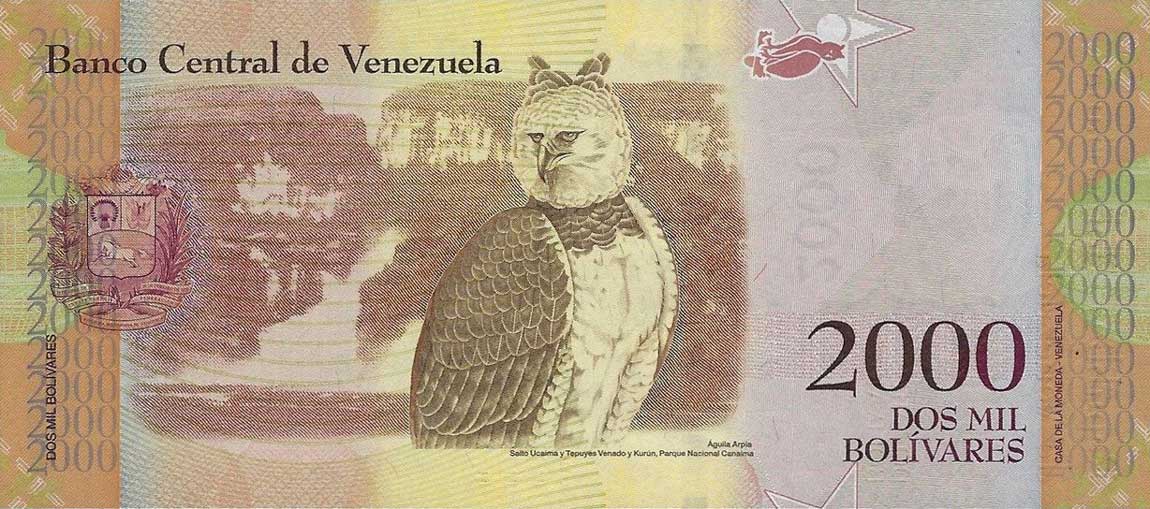 Back of Venezuela p96a: 2000 Bolivares from 2016