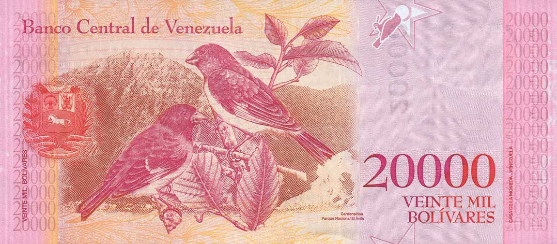 Back of Venezuela p99b: 20000 Bolivares from 2017