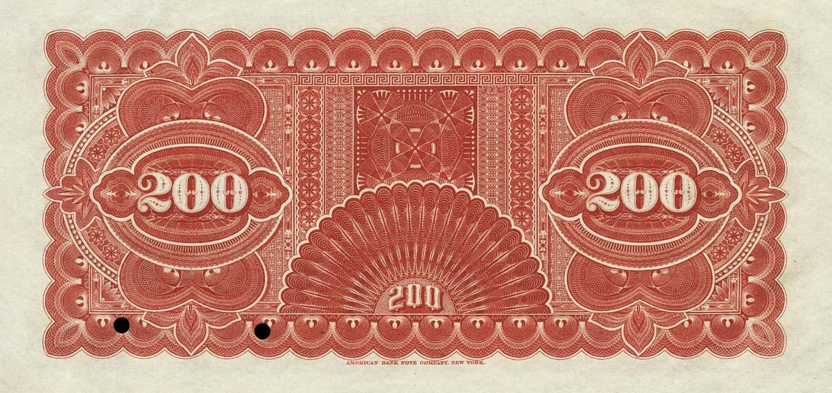 Back of Venezuela pS208s: 200 Bolivares from 1897