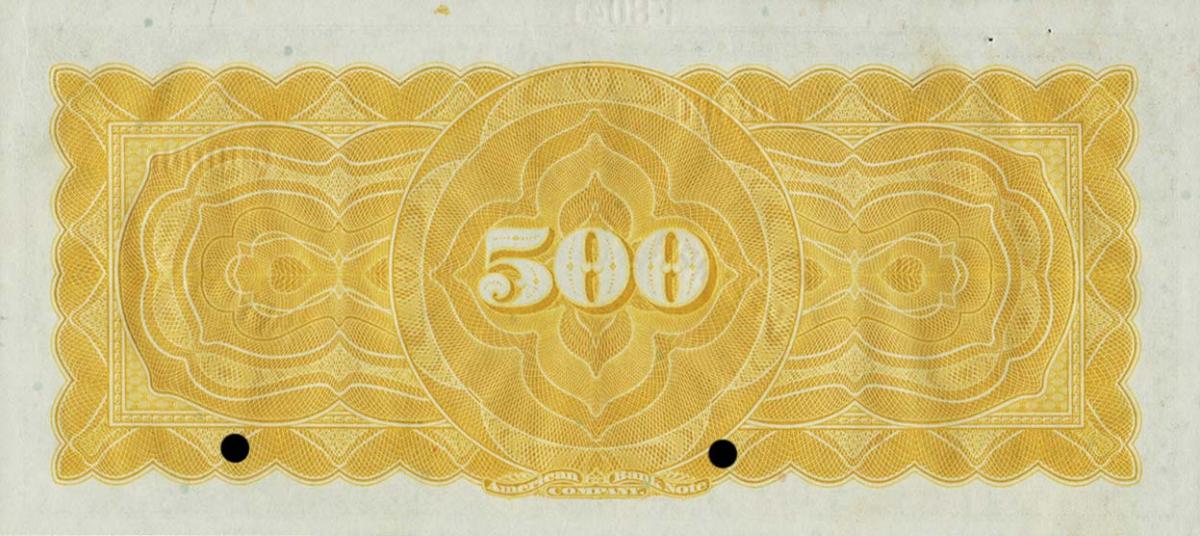 Back of Venezuela pS229s: 500 Bolivares from 1926