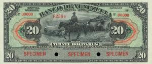 pS286s from Venezuela: 20 Bolivares from 1910