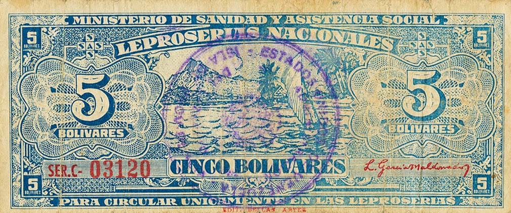 Back of Venezuela pS370: 5 Bolivares from 1940