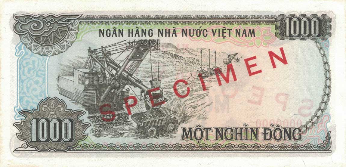 Back of Vietnam p102s: 1000 Dong from 1987