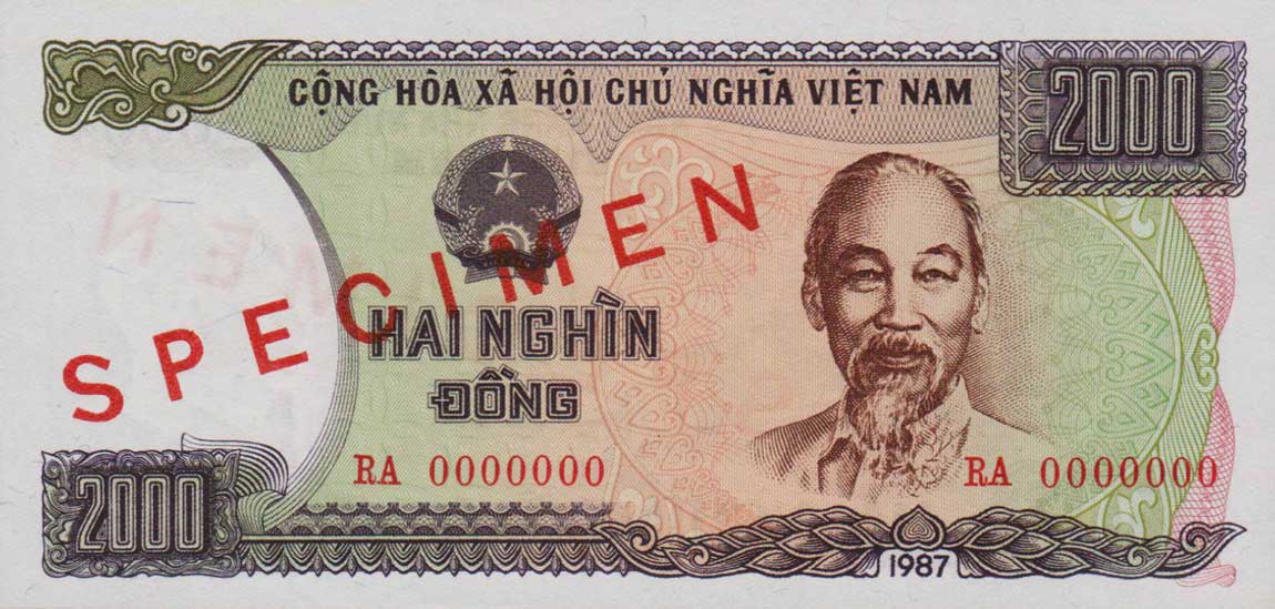 Front of Vietnam p103s: 2000 Dong from 1987