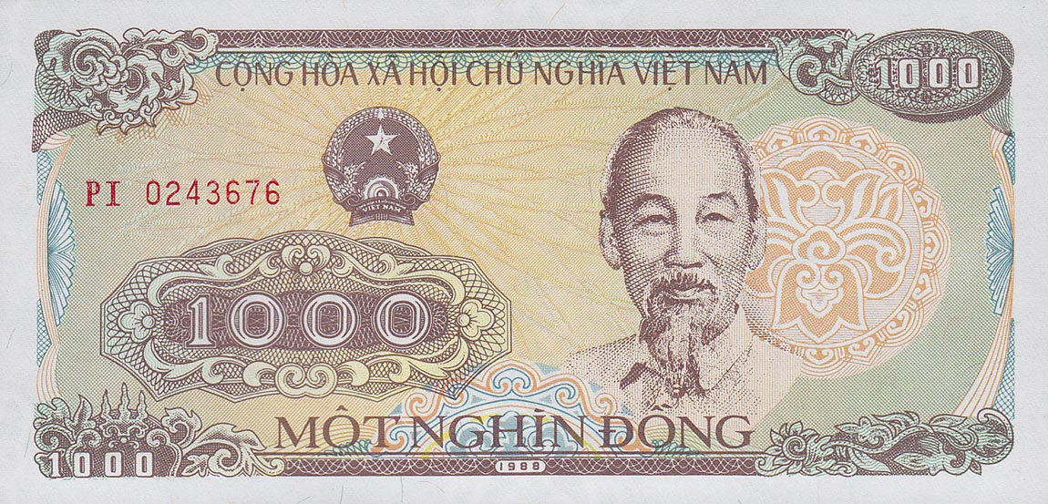Front of Vietnam p106a: 1000 Dong from 1988